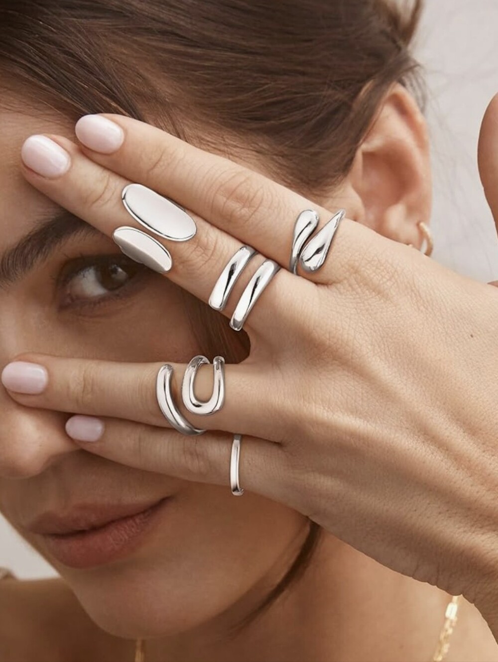 White Gold Stackable Ring Set - Picture 3 of 6